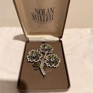 Vintage Nolan Miller Silver and Olive Brooch